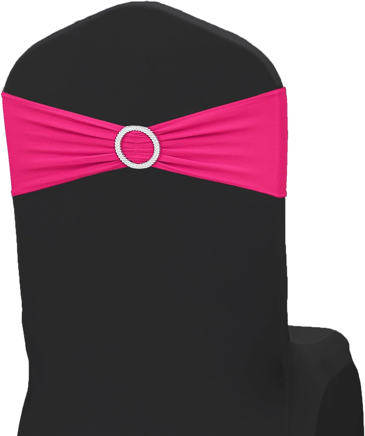 JKDMJF Bandas para sillas de color rosa intenso, 50 unidades, bandas elásticas de elastano con hebillas deslizantes, lazos elásticos universales