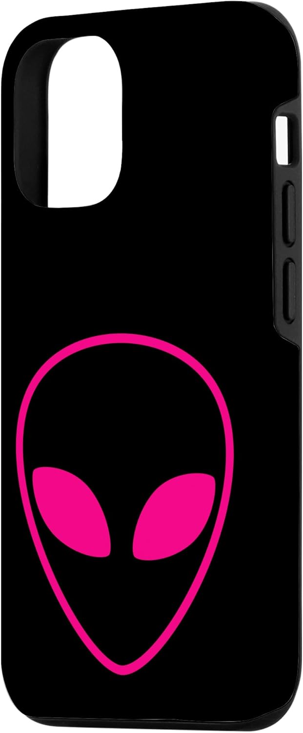 iPhone 13 Pro Alien Head Outline Halloween Fun UFO Rosa Extraterrestre Case