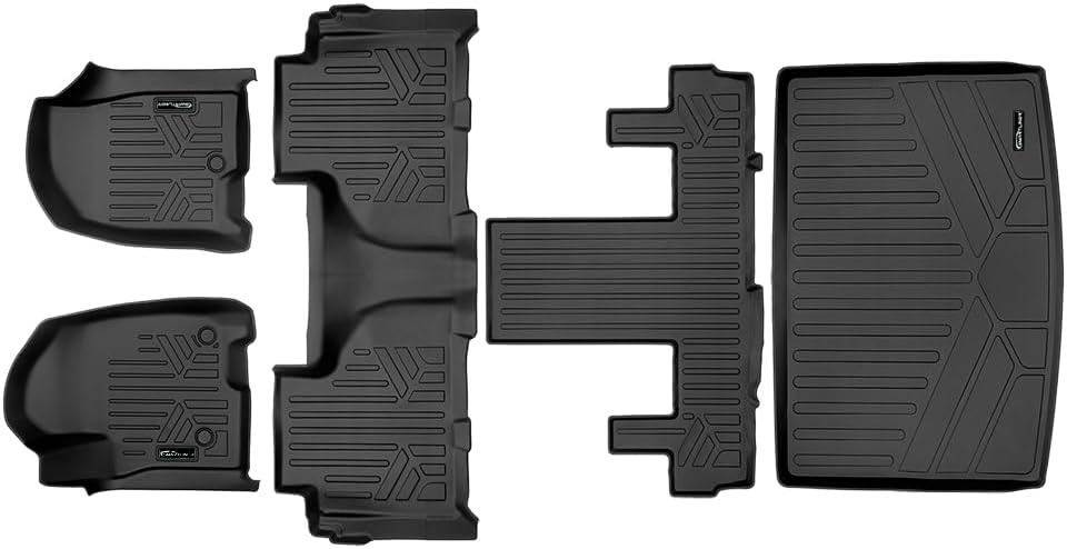 SMARTLINER Protección para todo tipo de clima, 3 filas y forro de carga negro detrás de la tercera fila compatible con Cadillac Escalade ESV