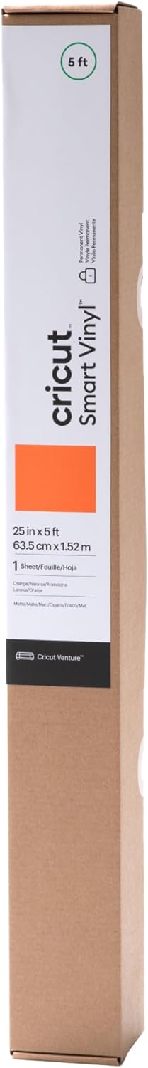 Cricut Smart Vinyl- Permanente – Naranja (25 pulgadas x 5 pies) – Compatible con Cricut Venture