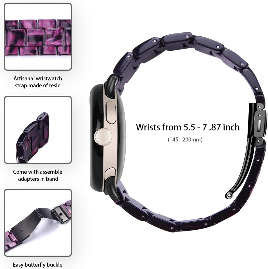 TenCloud Resin Watch Band Compatible with Google Pixel Watch 2Pixel Watch Women Men Metal Clasp Strap Lightweight Bracelet for Google Pixel Watch