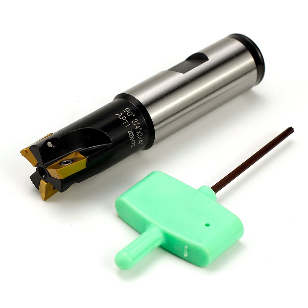 OSCARBIDE Molino de extremo indexable Vástago recto de 34″, diámetro de corte de 34″, longitud total de 3-12″, 90 grados, flauta AP11,3 con 3 piezas