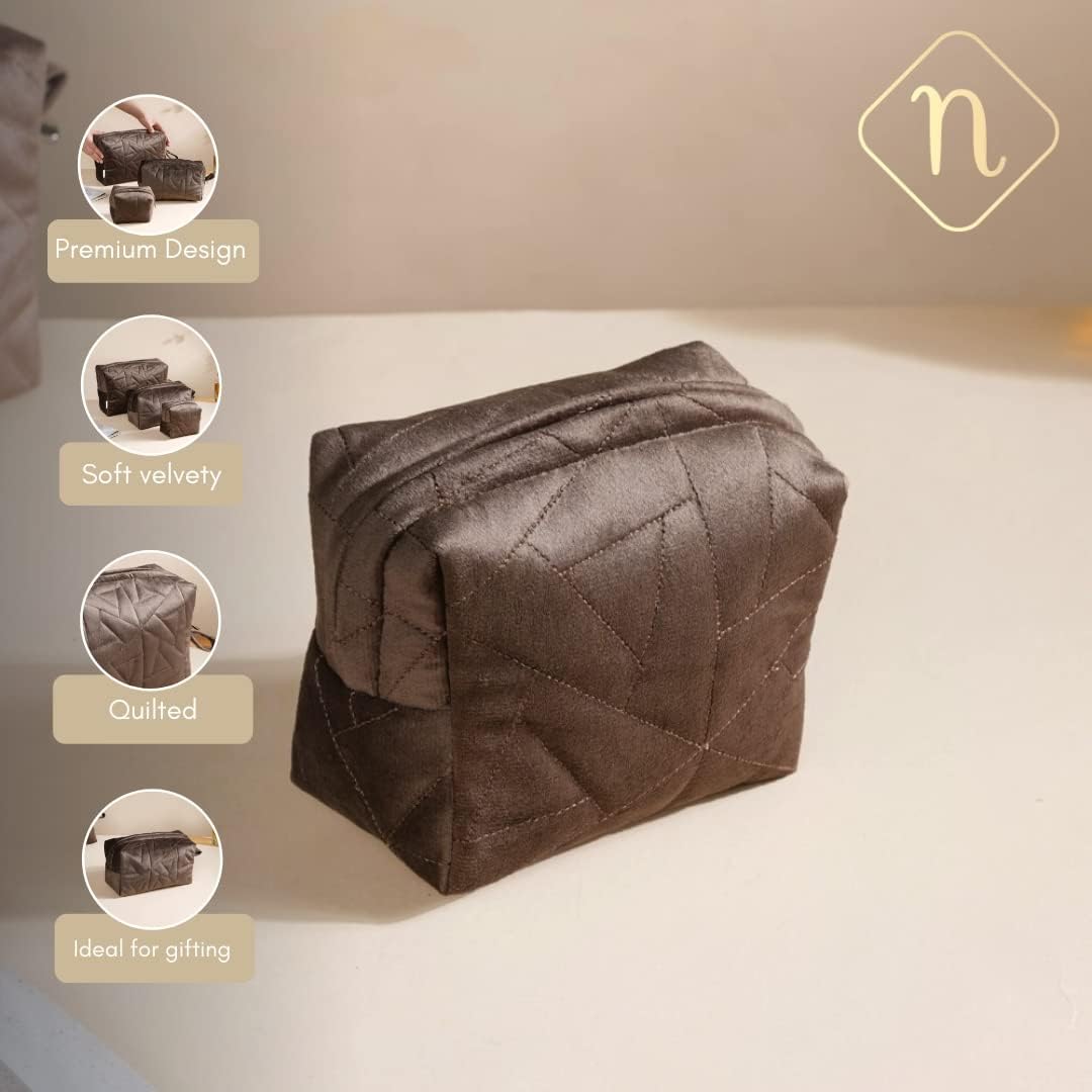 Nestasia Juego de 3 bolsas de viaje acolchadas multiusos, juego de bolsas, bolsas de cosméticos con cremallera, organizadores de maquillaje, juego