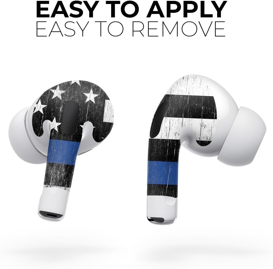 Compatible con AirPods Pro 2 – Calcomanía protectora de vinilo resistente a los arañazos – Bandera patriótica estadounidense de madera envejecida