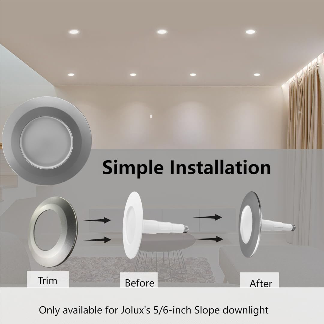 Paquete de 4 anillos de plástico plateado mate para iluminación decorada de 56 pulgadas, empotrable, luces de lata, diámetro exterior de 7.59