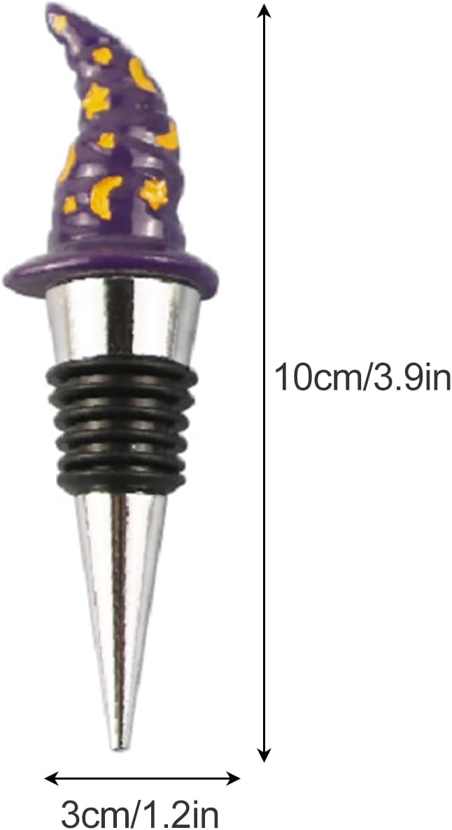 4 tapones para botella de vino de Halloween, tapón de vino de calavera, sombrero de bruja para botellas de bebidas, sombrero de calavera