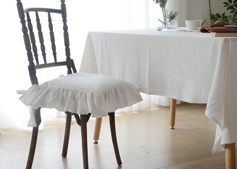 ZHULILY Cojines para sillas de interior de casa de campo para comedor, antideslizantes, con cremallera, cojín de asiento de algodón con volantes