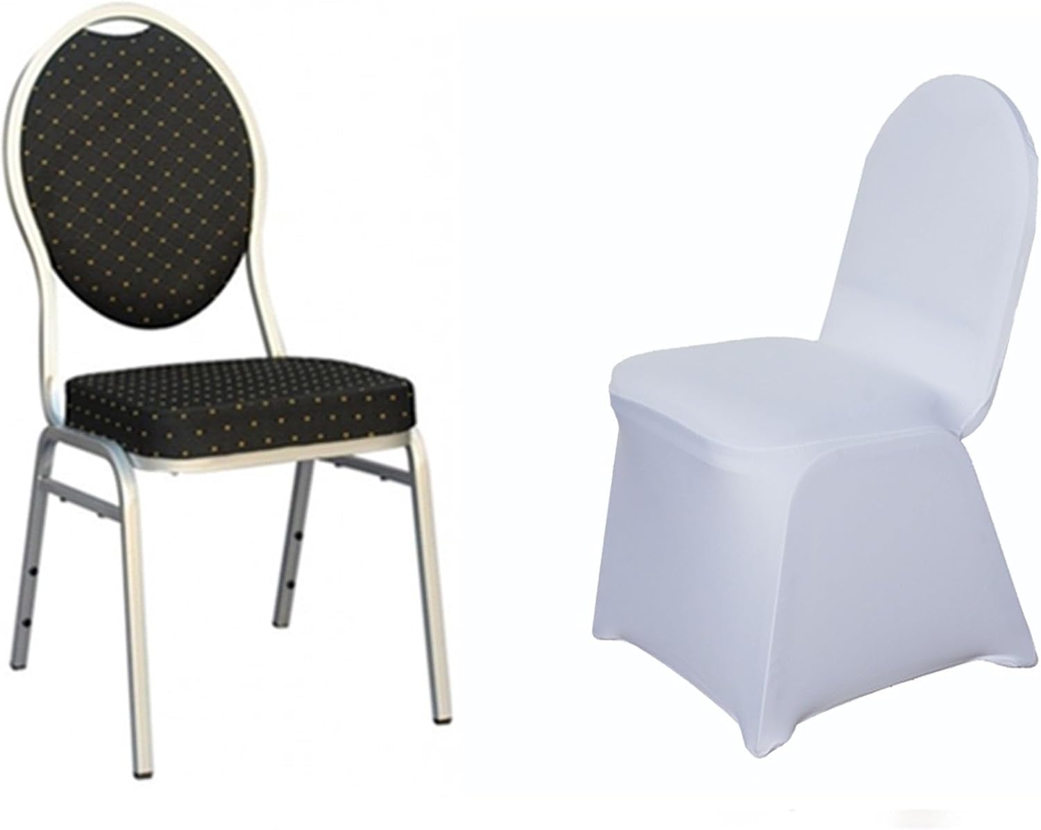 Efavormart – 100 fundas para sillas de banquetes de elastano elástico blanco para banquetes y eventos, para bodas, fiestas, banquetes y catering