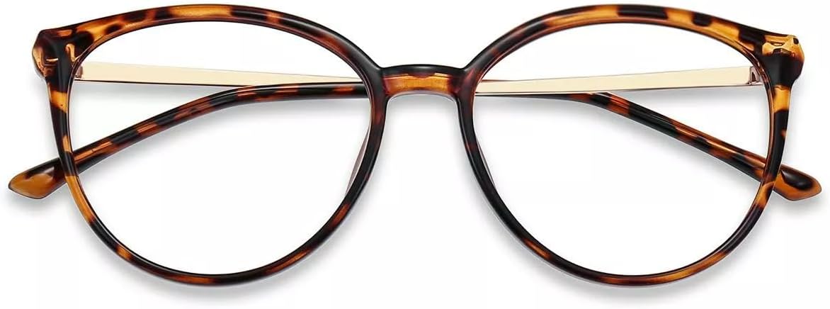 Firmoo Lentes de gran tamaño con bloqueo de luz azul para mujereshombres, antirreflejos, antifatiga ocular, elegantes gafas redondas para