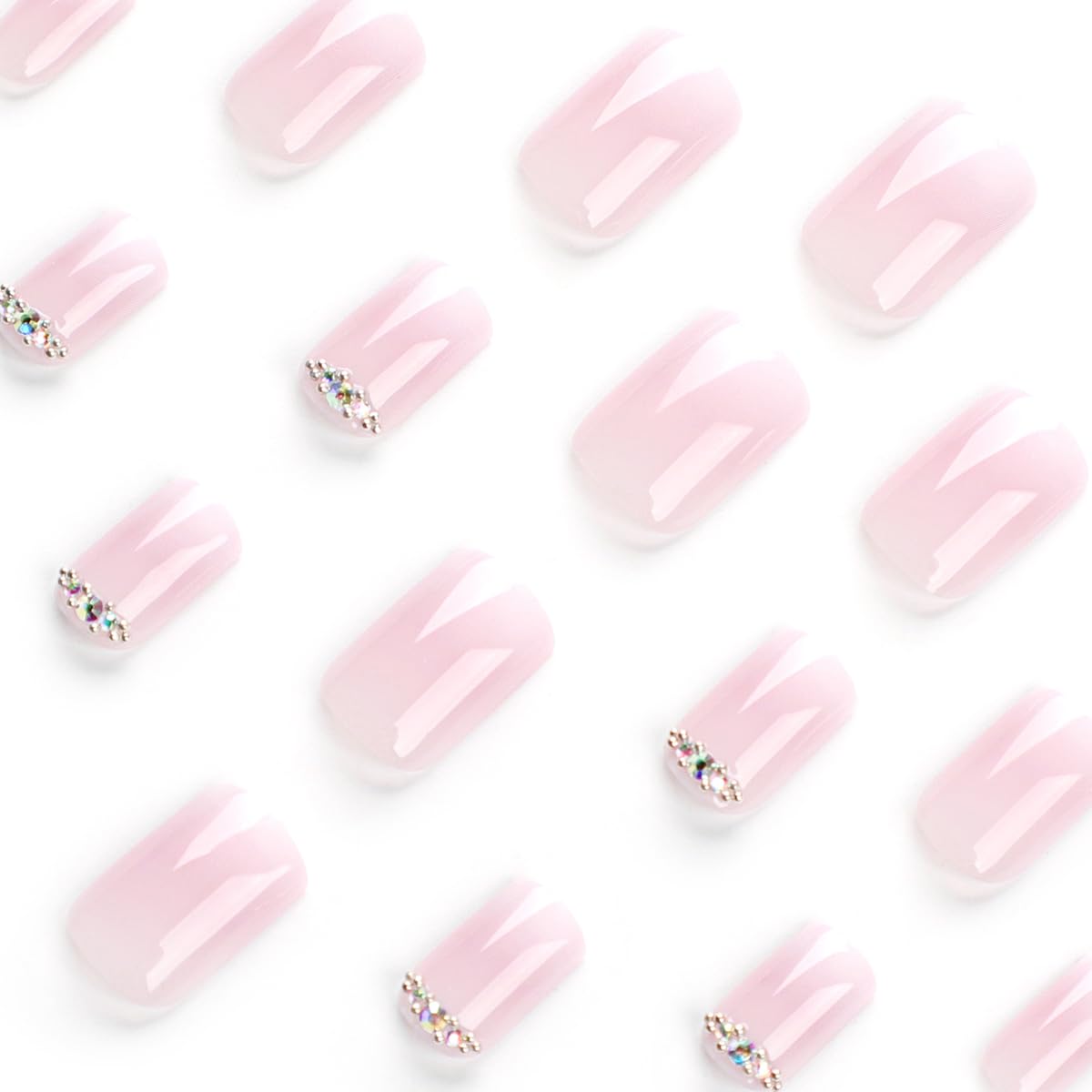 Kit de uñas postizas acrílicas cortas a presión con pegamento, diseño de purpurina de flores, uñas a presión de otoño de ajuste natural, 24