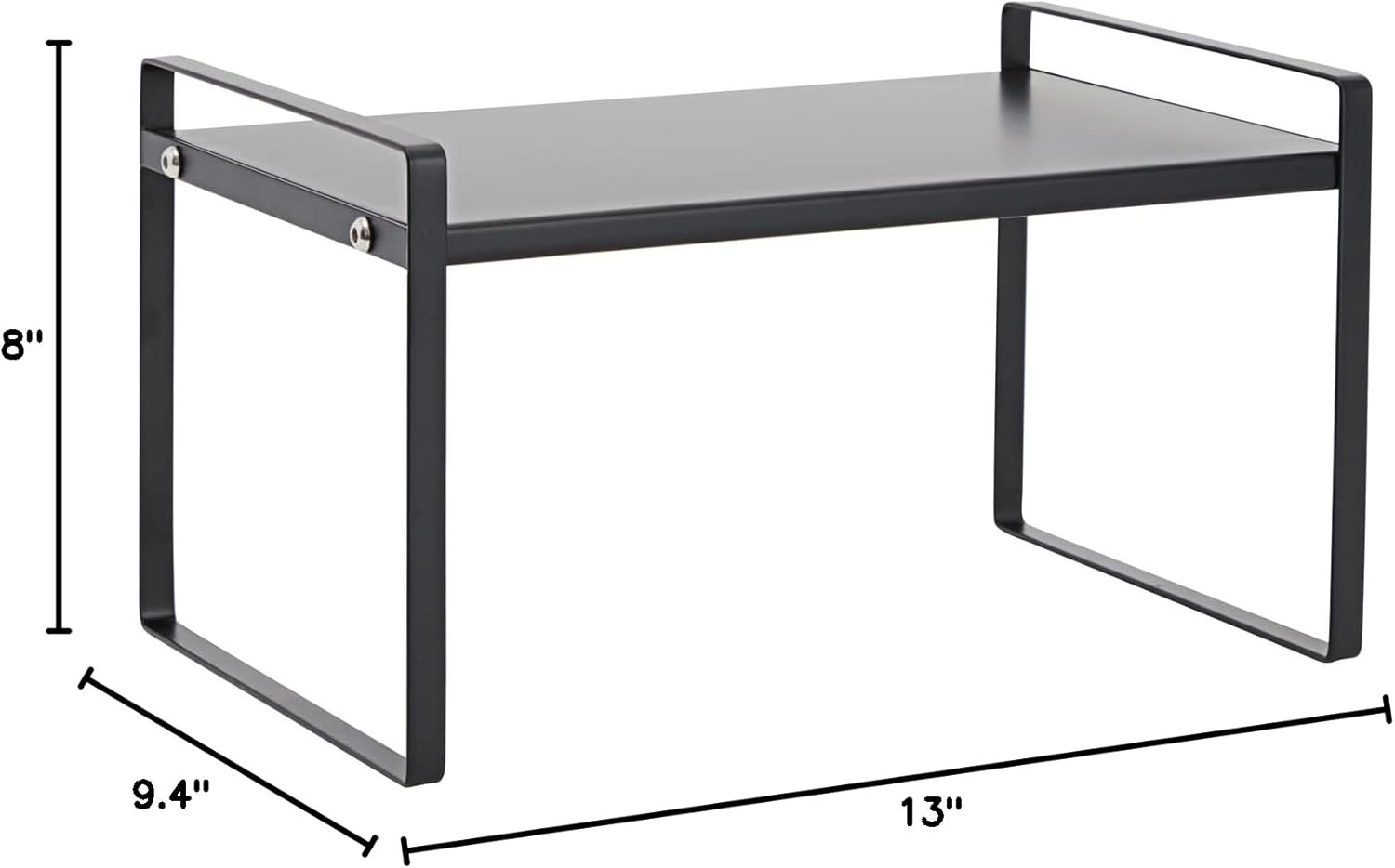 Juvale Paquete de 2 organizadores de estantes negros para gabinetes de cocina, estantes apilables para almacenamiento de cocina, elevador de metal