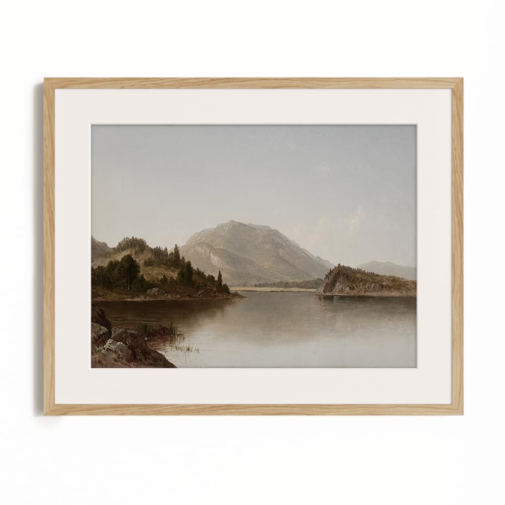 Farmhouse Still Life Picture Living Room – Lakeside House Nature Mountain Oil Painting – 11 x 14 Art Print- Rustic Vintage Decor for Bedroom – Art