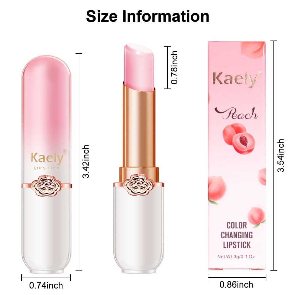 Kaely Bálsamo labial teñido de 3 piezas, color melocotón, fresa, arándano, juegos de maquillaje que cambian de color, labios más voluminosos, cambio