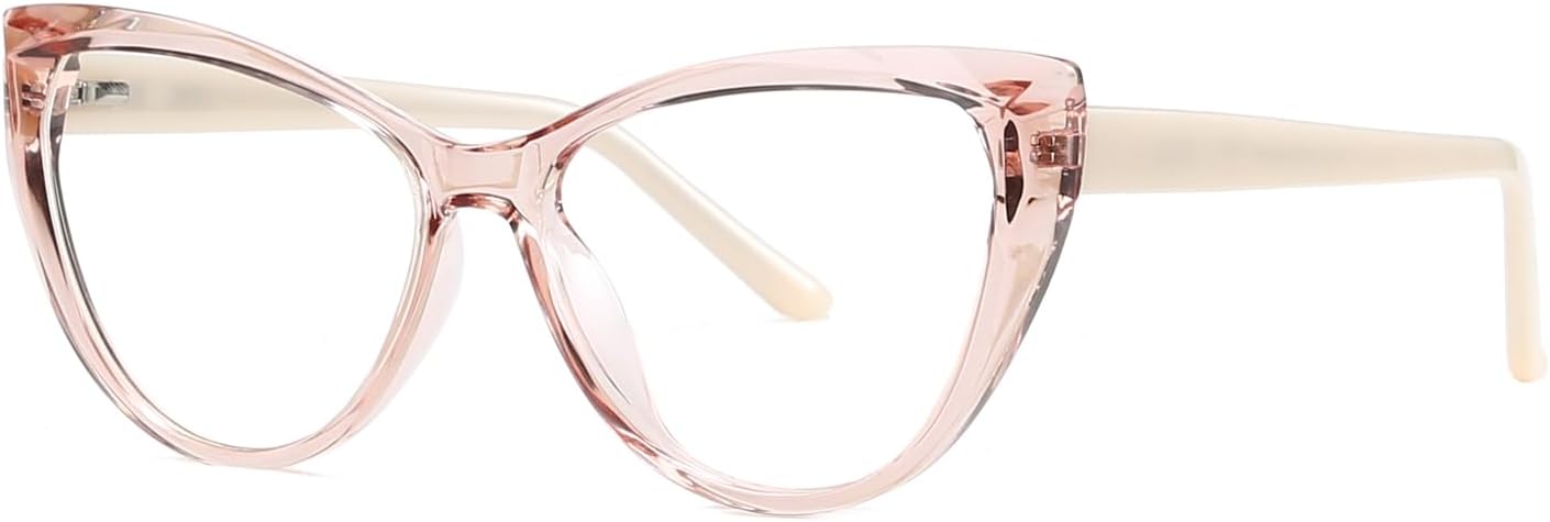 QECEPEI Gafas de luz azul Cateye – Lentes falsos para mujer, antifatiga ocular, lentes transparentes