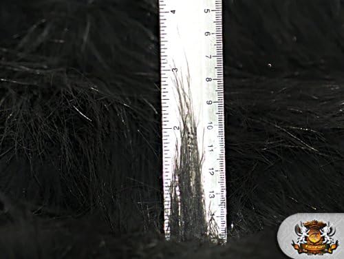 Tela negra de oropel brillante de pelo sintético de pelo largo, 58 pulgadas, se vende por yarda