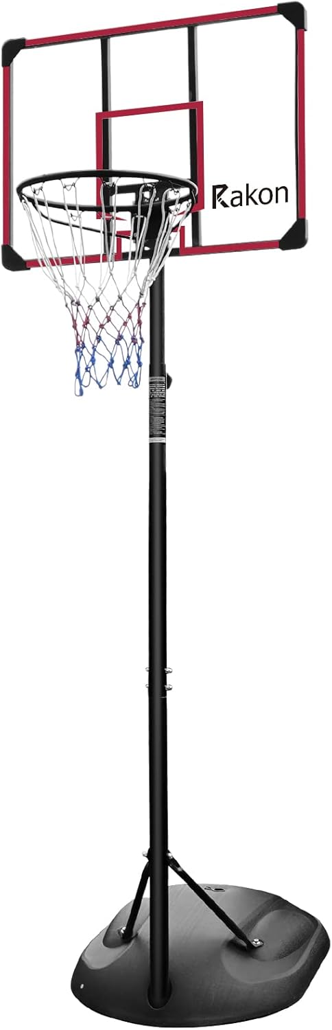 PULANG Aro de baloncesto portátil de altura ajustable de 7.5 a 9.2 pies, sistema de tablero de baloncesto para jóvenes y adultos, color negro