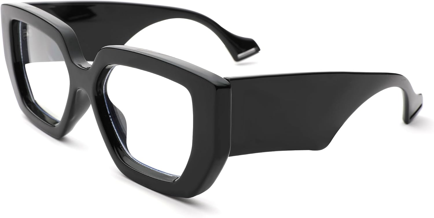 GentleMaker Thick Frame Blue Light Glasses for Women Men,Square Computer Gaming Eyeglasses Anti Eyestrain