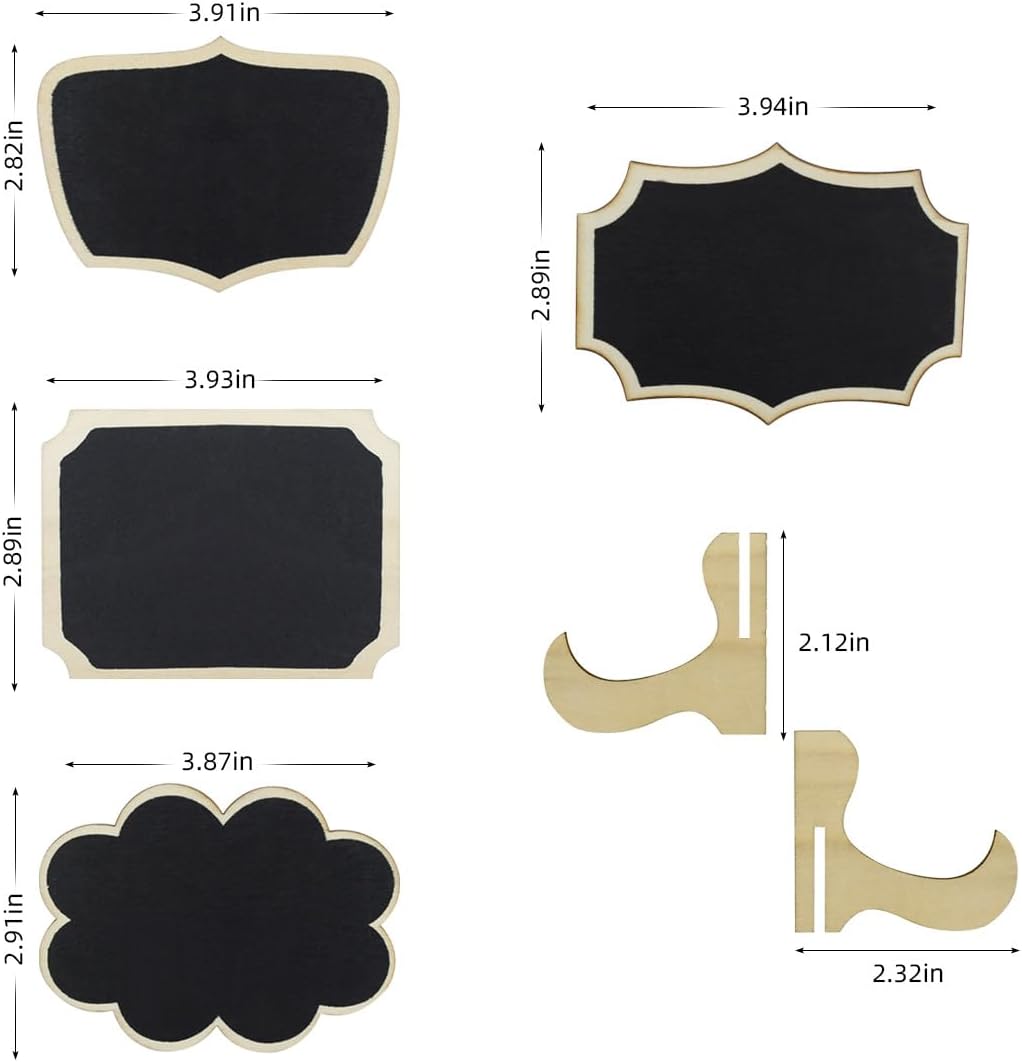 20 Pack Mini Chalkboard Signs Food Labels Small Wooden Blackboard with Easel Stand for Table Numbers Wedding Sign Message Board Place Cards Party