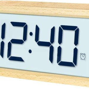 everwood Relojes despertadores digitales de madera para dormitorios con función de repetición LCD de gran número, batería de reserva operada everwood Relojes despertadores digitales de madera para dormitorios con función de repetición LCD de gran número, batería de reserva operada