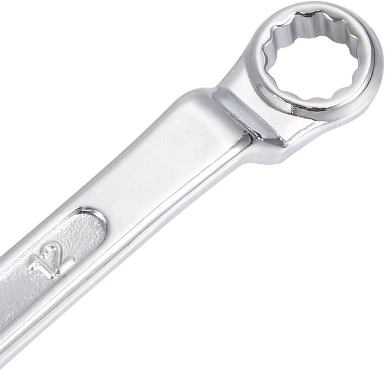 uxcell Llave métrica de extremo de caja doble de 0.394 in x 0.472 in con desplazamiento de 12 puntos, cromada, Cr-V