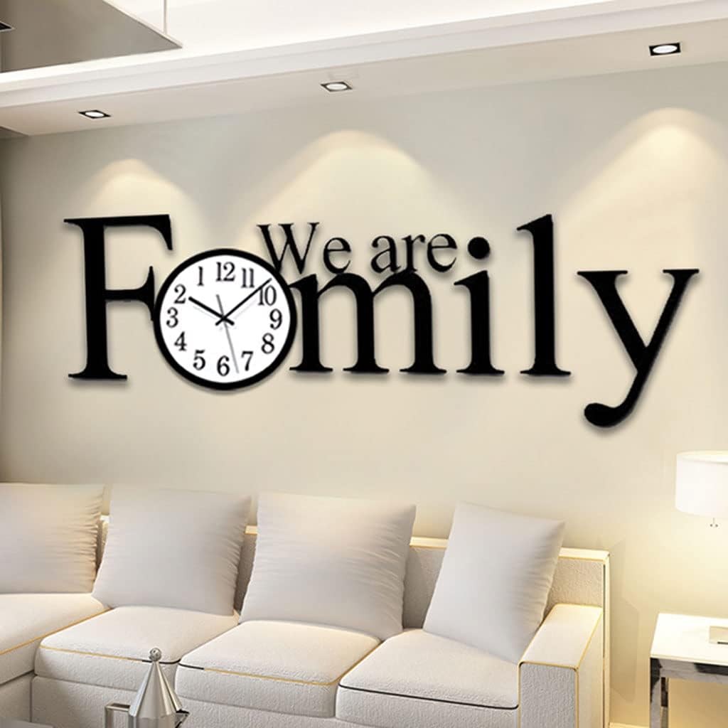 AOKLEY Reloj de pared moderno reloj de pared familiar para decoración de sala de estar, grande, decorativo, funciona con pilas, silencioso, sin
