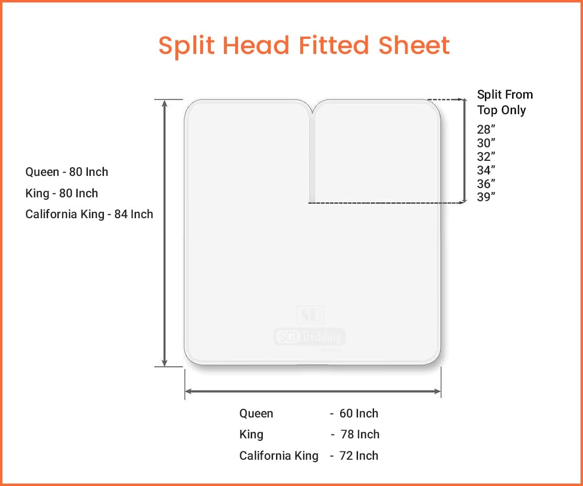 SGI – Juego de sábanas flexibles divididas superiores para cama ajustable de 36 pulgadas, cabeza dividida King, 600 hilos, algodón egipcio suave y