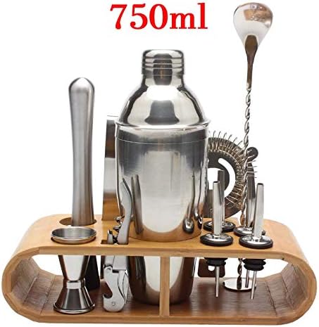 Kit de barman con barra de soporte, juego de coctelera para mezclar bebidas, herramientas de bar, mejor kit de barman para principiantes (color