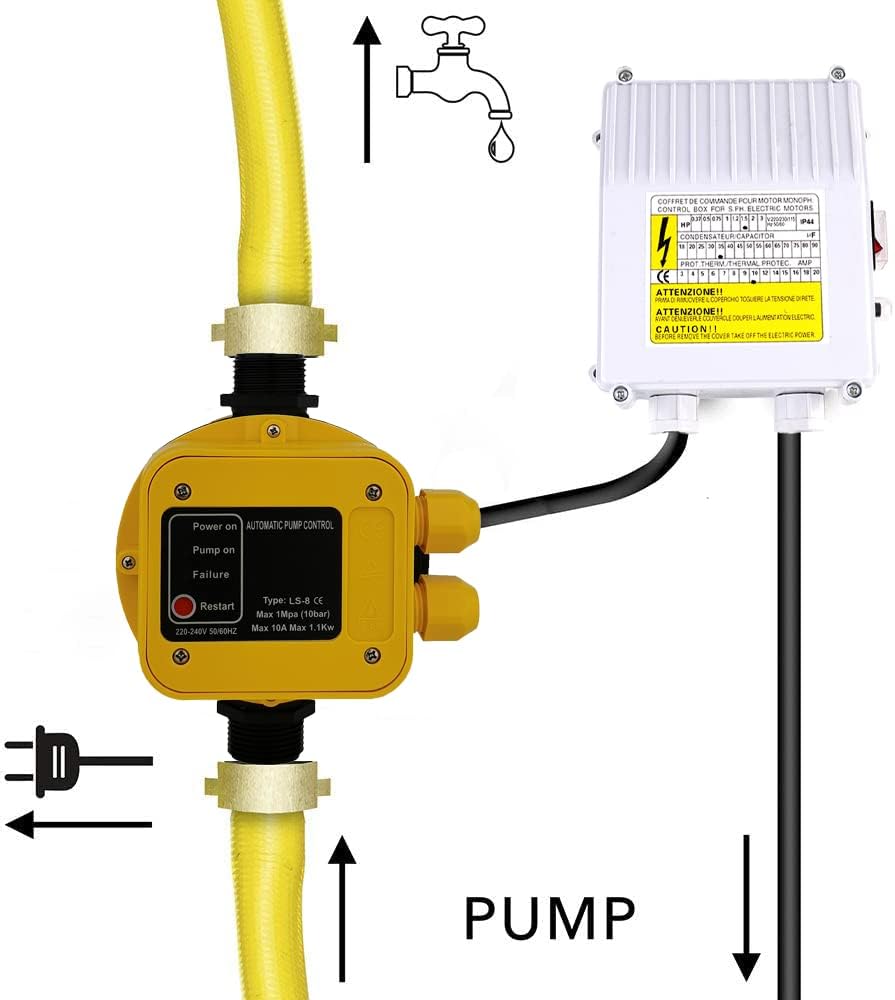 Accesorios de bomba de pozo profundo de 110 V Caja de controlador de bomba de pozo Caja de control externo 1.1KW 1.5HP Caja de control de