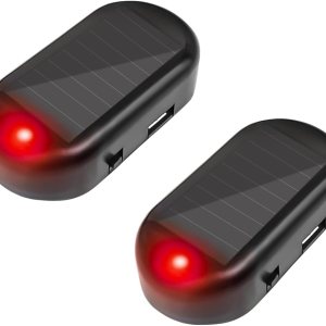 2 alarmas simuladas de energía solar para automóvil, luz LED antirrobo intermitente de seguridad, luces de seguridad interiores de advertencia 2 alarmas simuladas de energía solar para automóvil, luz LED antirrobo intermitente de seguridad, luces de seguridad interiores de advertencia