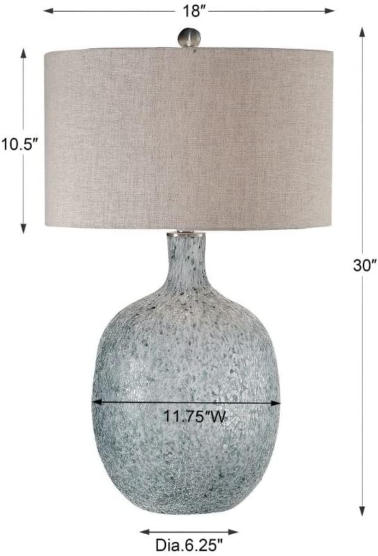 Uttermost Oceaonna – Lámpara de mesa de cristal esmaltado azul y blanco envejecido