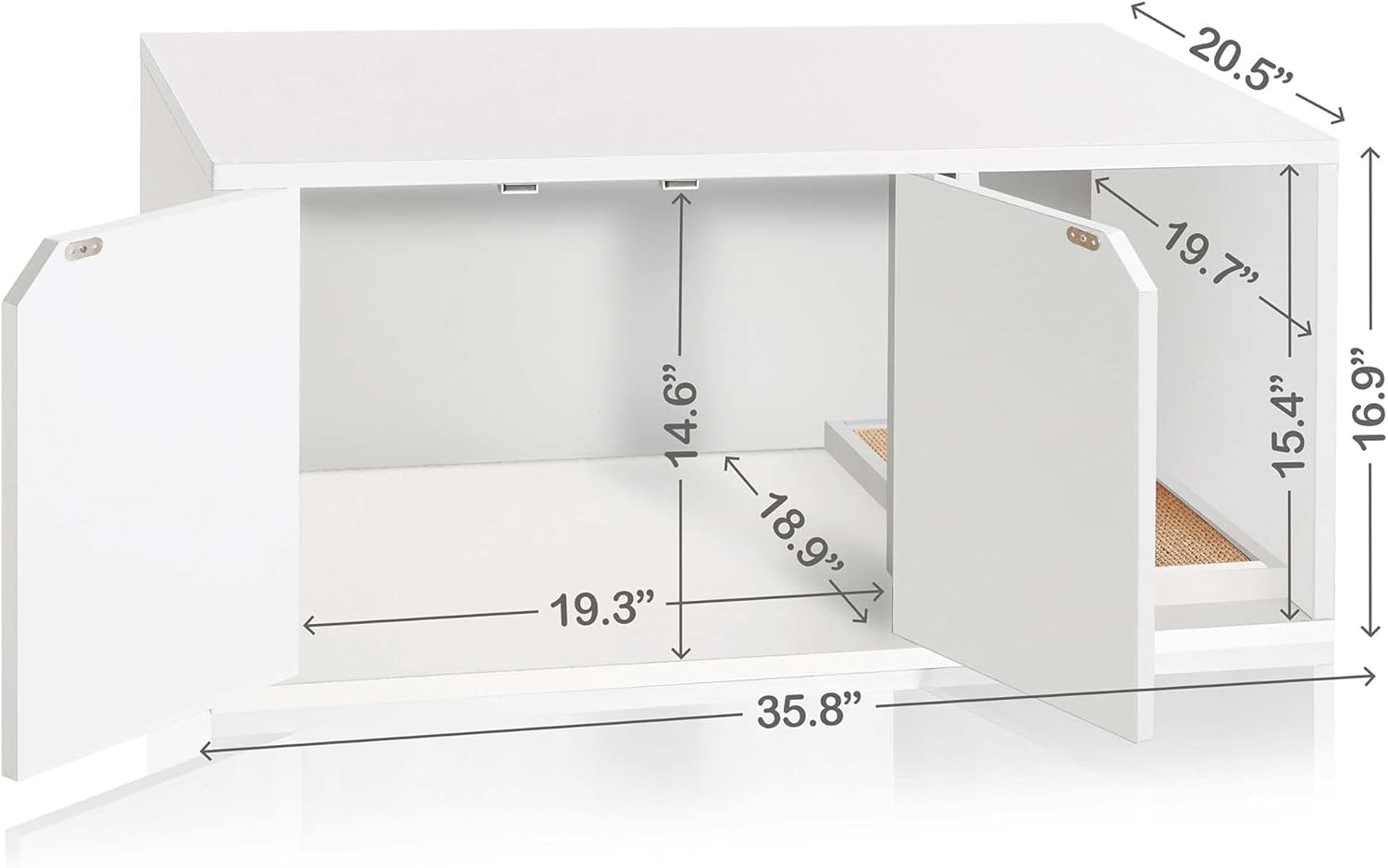 WAY BASICS Caja de arena para gatos Muebles ocultos (almohadilla de arañazos incluida)