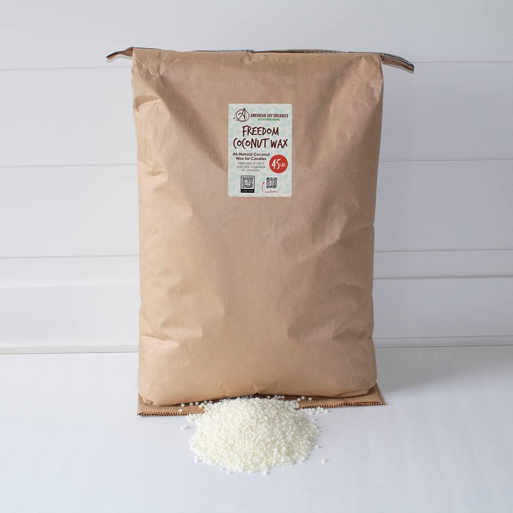 American Soy Organics Freedom – Cuentas de cera de soja de coco para hacer velas, suministros naturales para hacer velas, sin parafina, cera de
