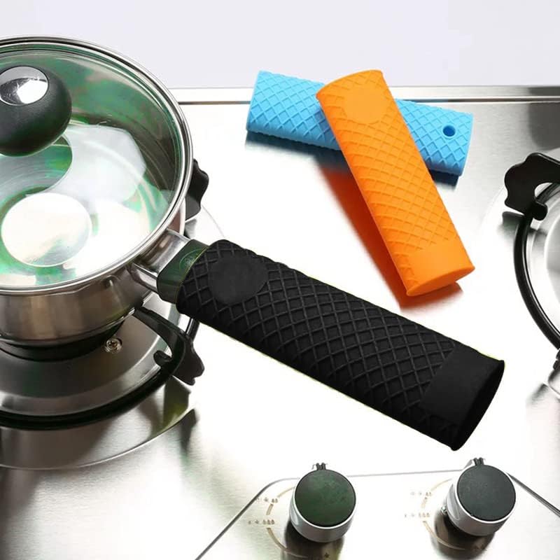 MroMax Soporte de silicona con asa caliente de 6.1 pulgadas, agarradera antideslizante resistente al calor, para ollas de hierro fundido, woks,