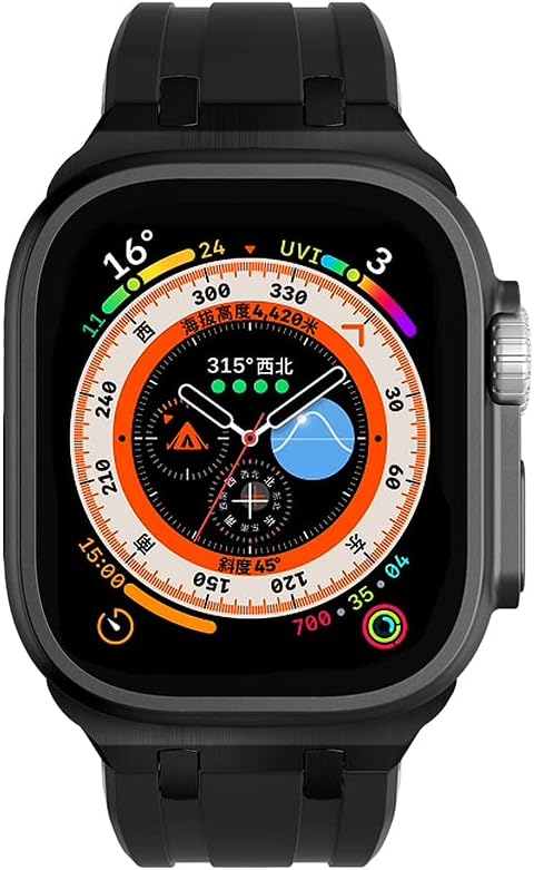 NewWays Correa para Apple Watch Ultra Band de 1.929 in, 1.772 in, 1.732 in, 1.654 in, para hombres, correa de goma de silicona líquida deportiva