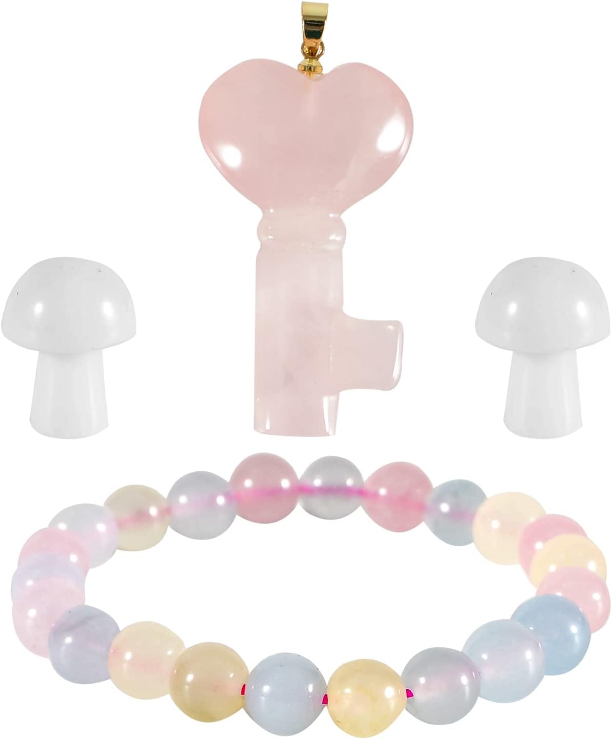 Pulsera de cuentas de cristal de cuarzo rosa amatista curativa, Cristal Gema