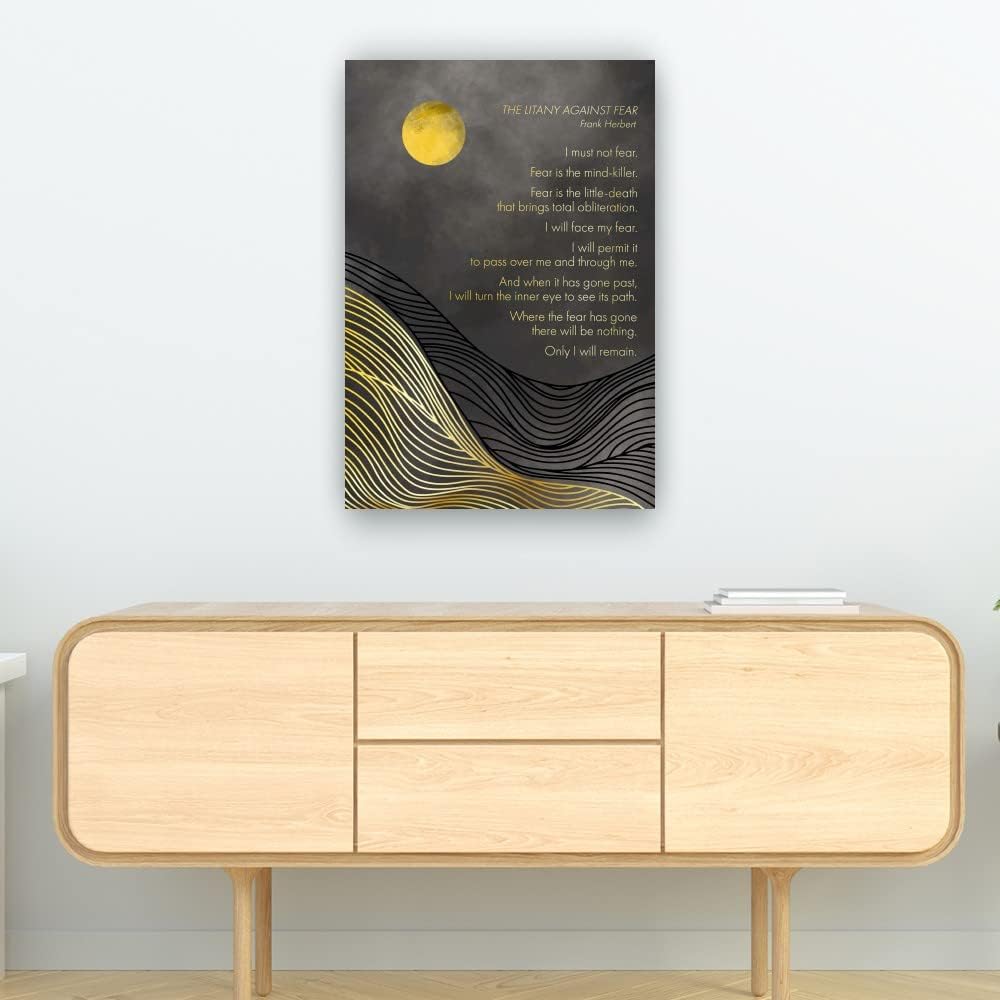 Litany Against Fear de Frank Herbert – Póster decorativo para habitación de baño, decoración de lienzo para dormitorio, arte de pared, arte moderno