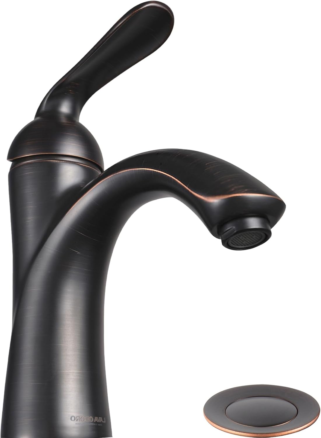 Lava Odoro – Grifo de baño de bronce aceitado con una sola manija, grifo de lavabo de bronce antiguo de un solo agujero, grifo de tocador de bronce