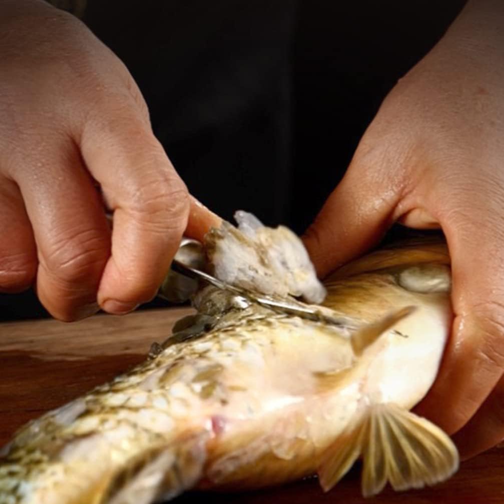 Hemoton 3 cuchillos de pescado de camarón de acero inoxidable para camarones, herramienta peladora multifunción, removedor de escamador de pescado