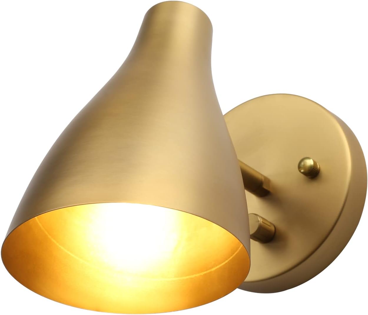 Pathson Iluminación de pared ajustable con interruptor de atenuación, iluminación vintage de pared de noche con acabado de latón, lámpara de pared