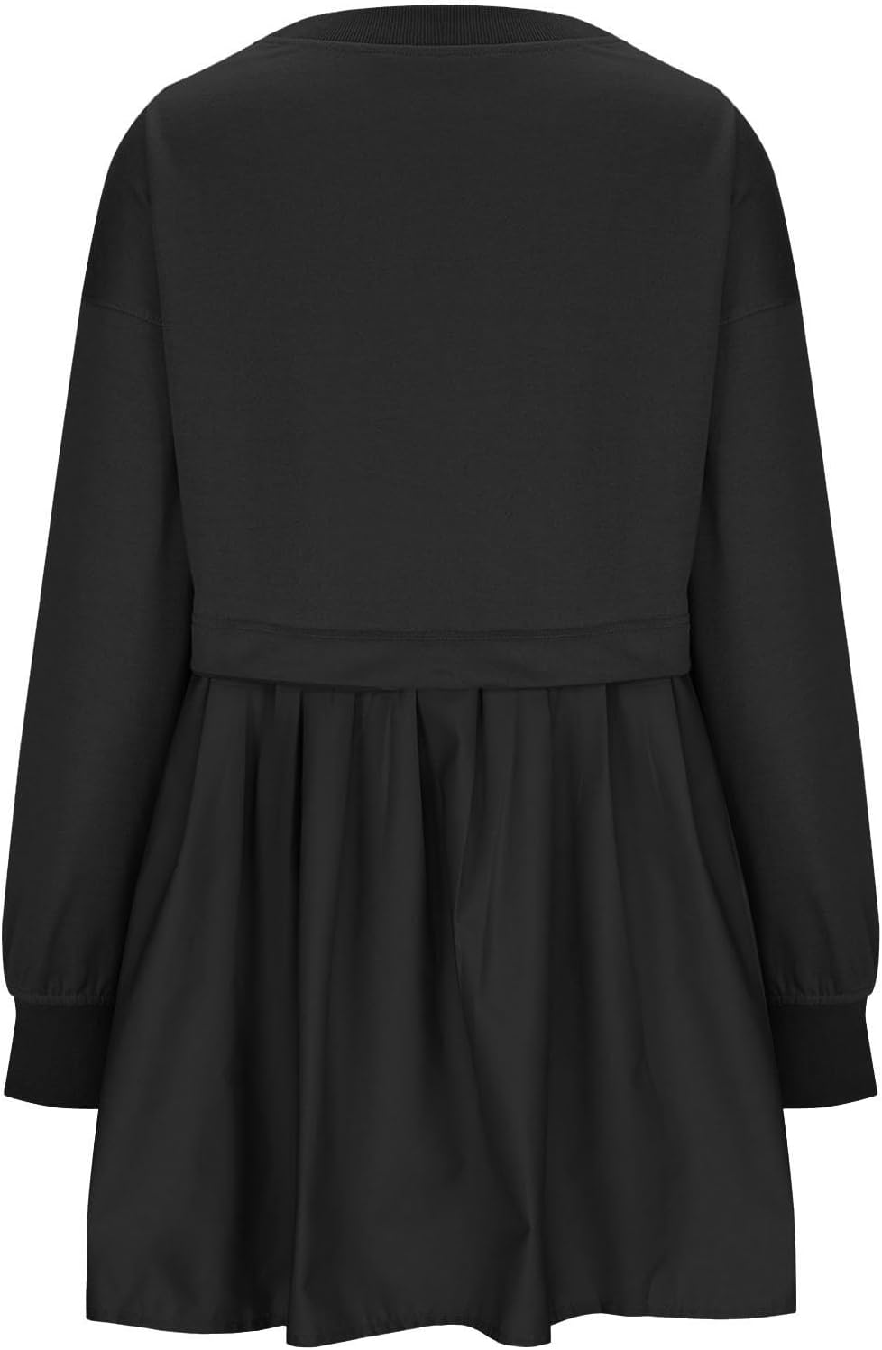 Vestido tipo sudadera de gran tamaño para mujer, casual, manga larga, cuello redondo, sin botones, suelto, corto, plisado, mini vestido
