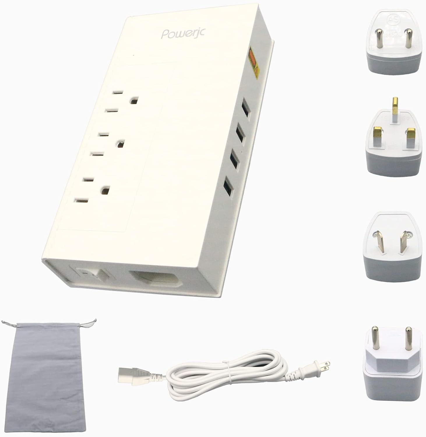 Powerjc – Convertidor de voltaje de viaje, adaptador de corriente reductor de 220 V a 110 V, potencia nominal 1500 con 4 puertos de carga USB