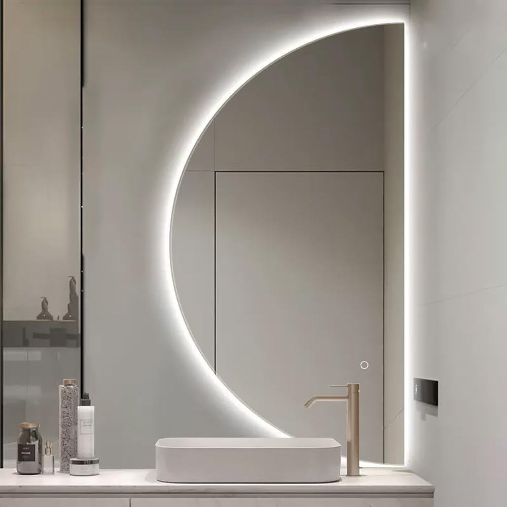NURCIX Espejo de baño LED inteligente para pared, espejo de tocador iluminado con luces y botón táctil inteligente para sala de estar, dormitorio