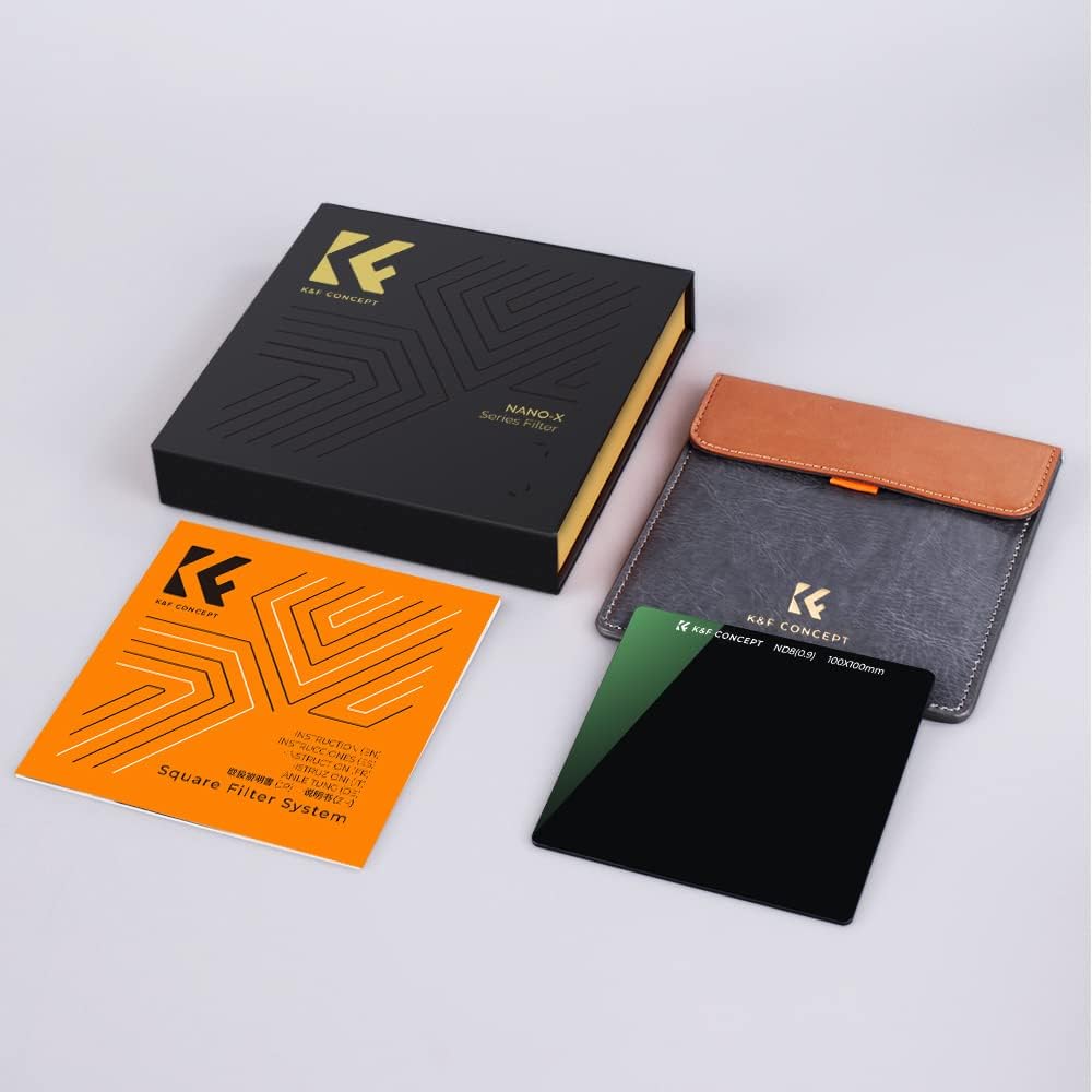 K&F Concept 3.937 x 3.937 in ND64 (6 Stop) Filtro Cuadrado Ultra Delgado HD 28 Recubrimientos Multicapa Densidad Neutra Importación AGC Vidrio Óptico