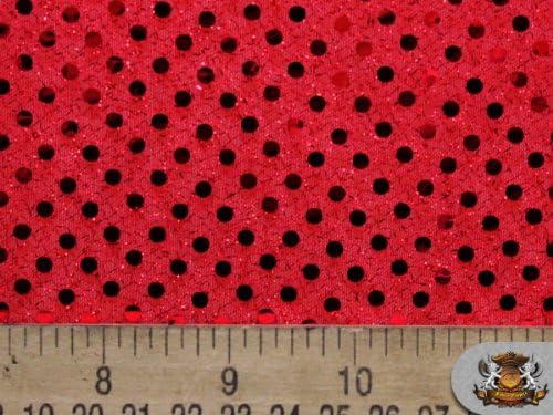 Tela de lentejuelas de color rojo intenso con lunares pequeños, 42 pulgadas de ancho, vendido por The Yard