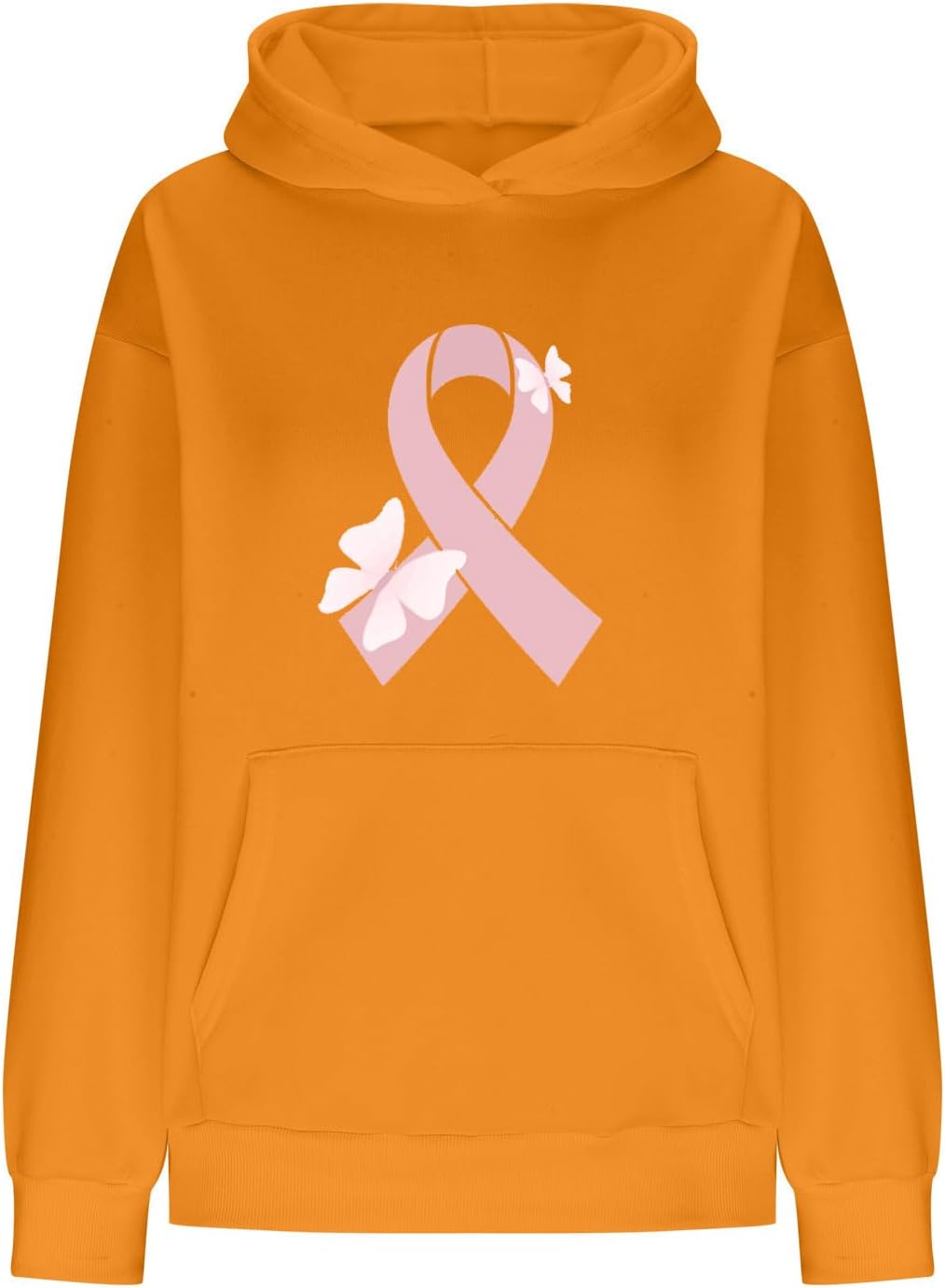 Sudadera con capucha para mujer con diseño de lazo rosa, diseño de mariposa, de gran tamaño, manga larga, para sobrevivientes, regalos