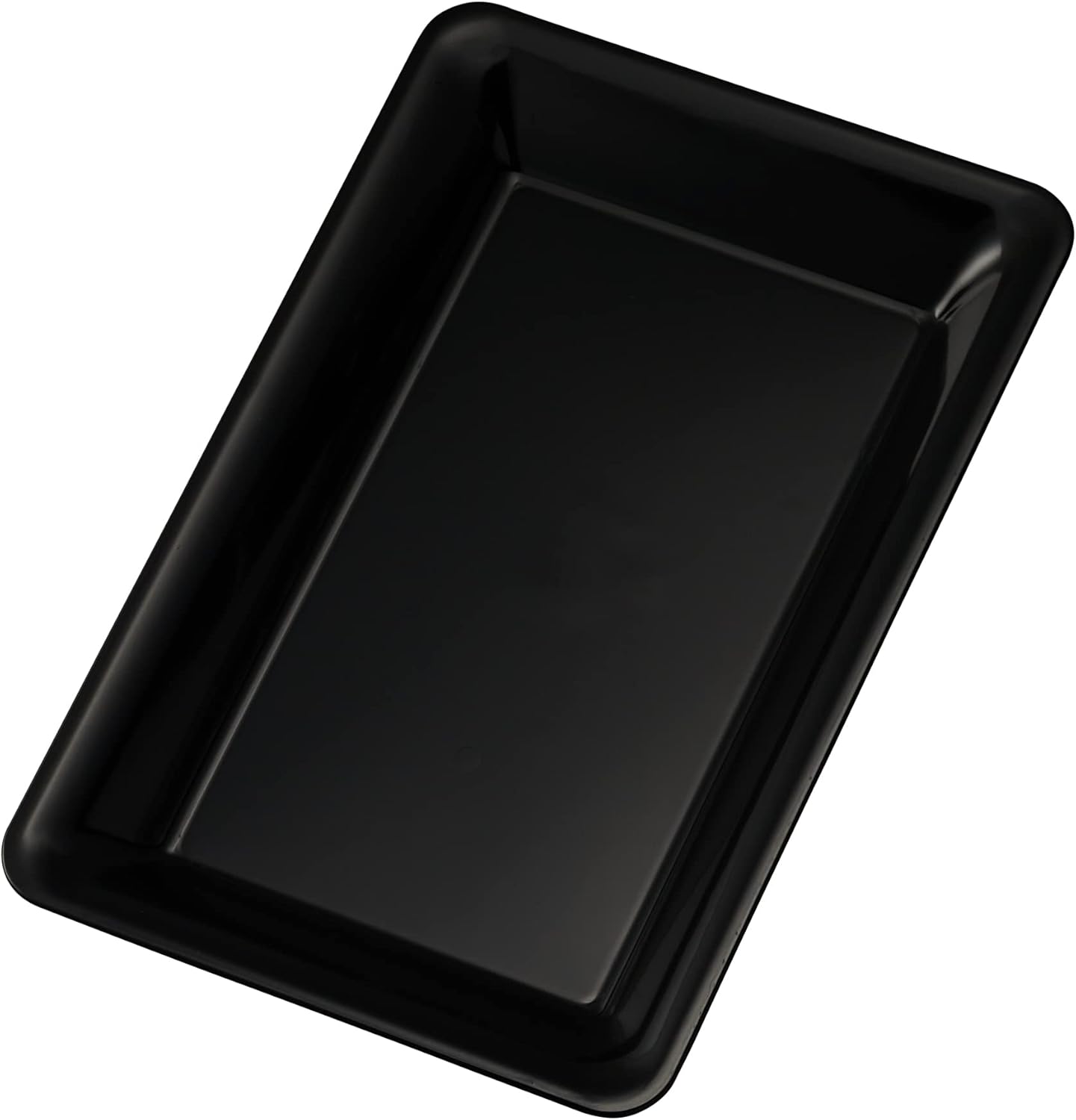 PLASTICPRO Bandejas de plástico para servir  Platos rectangulares de 10 x 14 pulgadas desechables para fiestas, color negro, paquete de 4