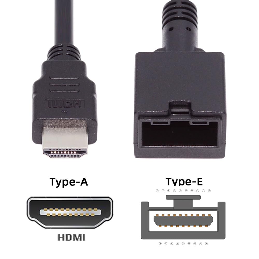 CY Cable 4K HDMI 1.4 Tipo-E Hembra a Tipo A Macho Cable de Audio de Video para Sistema de Conexión Automotriz Conector Grado 1.6 ft