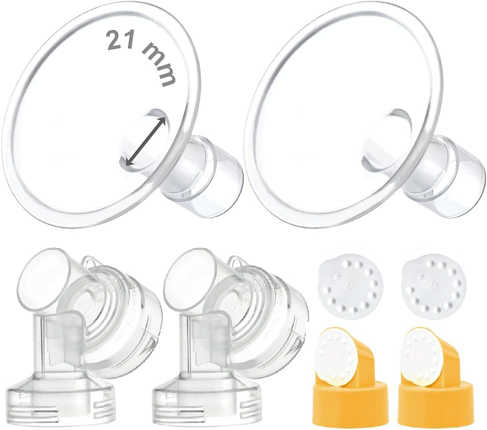 Maymom MyFit – Juego de bridas de dos piezas para el pecho (0.827 in pequeño), conector de membrana de válvula compatible con extractores de leche