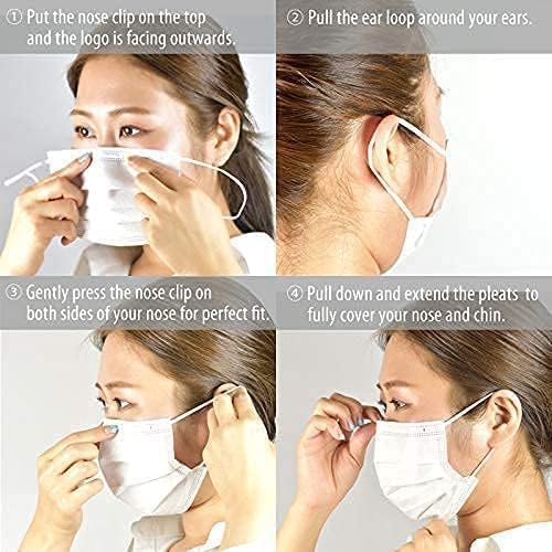100 máscaras faciales desechables blancas para adultos, tela suave real de 3 capas (2 capas no tejidas, 1 capa fundida soplada), antipolvo, a prueba