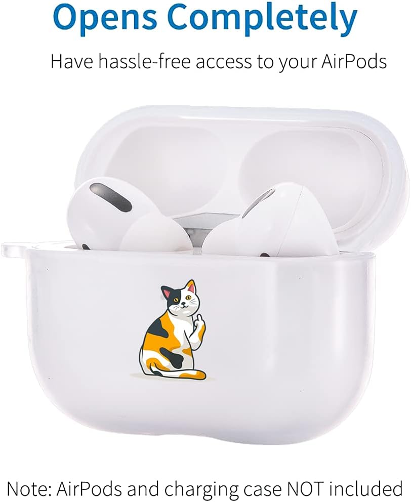 Idocolors Funda transparente con diseño de gato para AirPods Pro con mosquetón, funda de TPU a prueba de golpes para AirPods 3, funda protectora